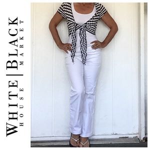 WHITE HOUSE BLACK MARKET WHITE FLARE LEG JEANS SIZE 4